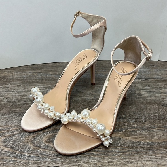 Jewel Badgley Mischka LASSIE Open Toe Stiletto Heels Size 7 - Picture 2 of 12